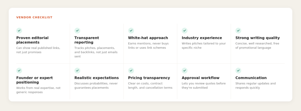 Checklist for choosing a reliable HARO Link Building Service.