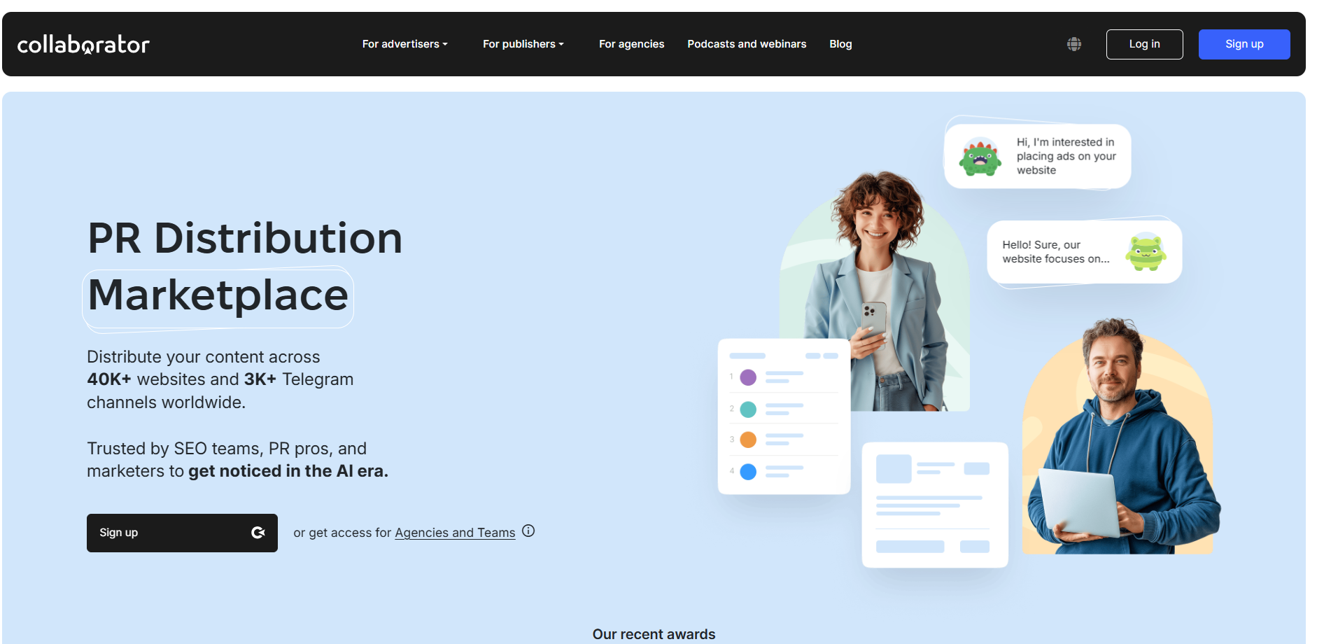 Collaborator homepage screenshot