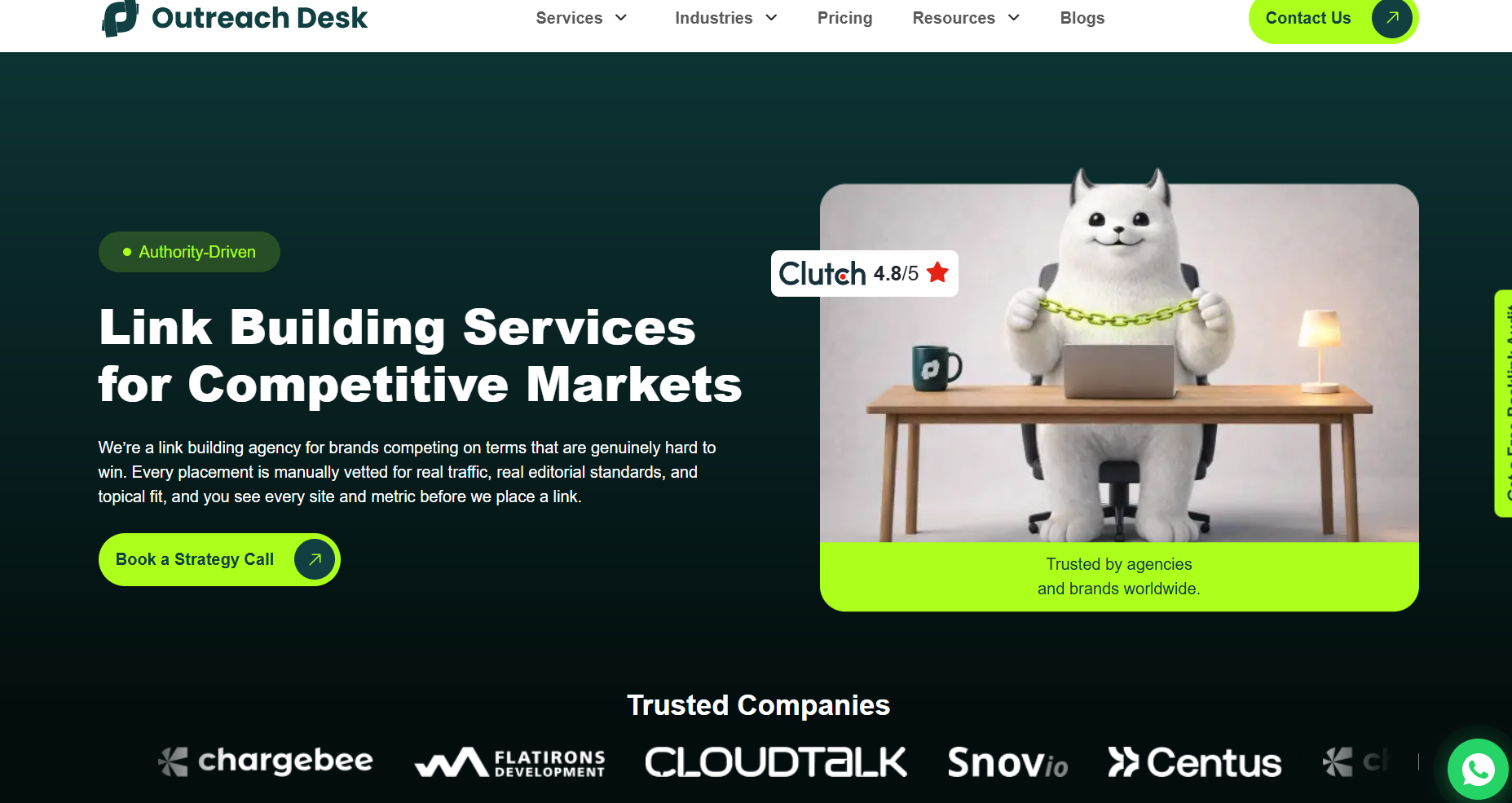 Outreach DESK homepage screenshot