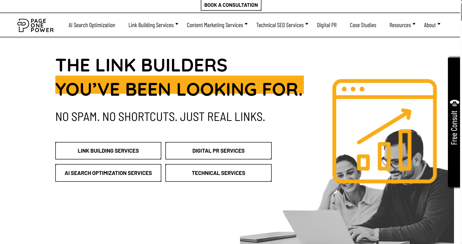 page one power homepage screenshot
