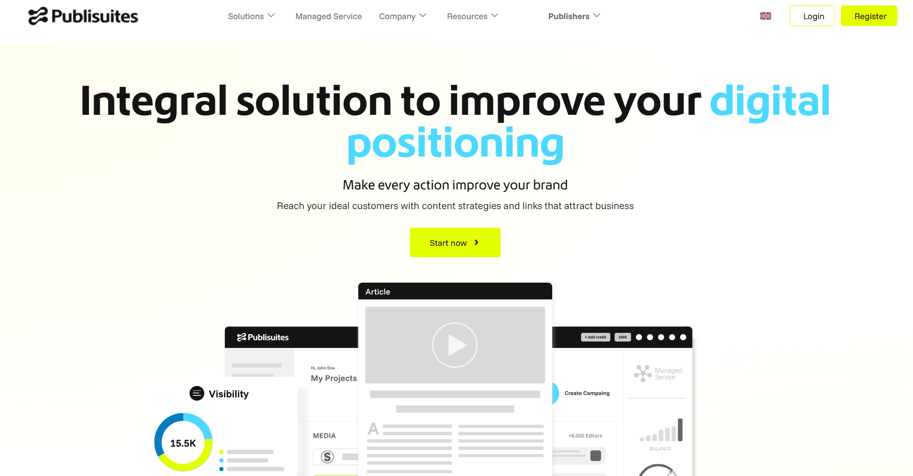 Publisuites homepage screenshot