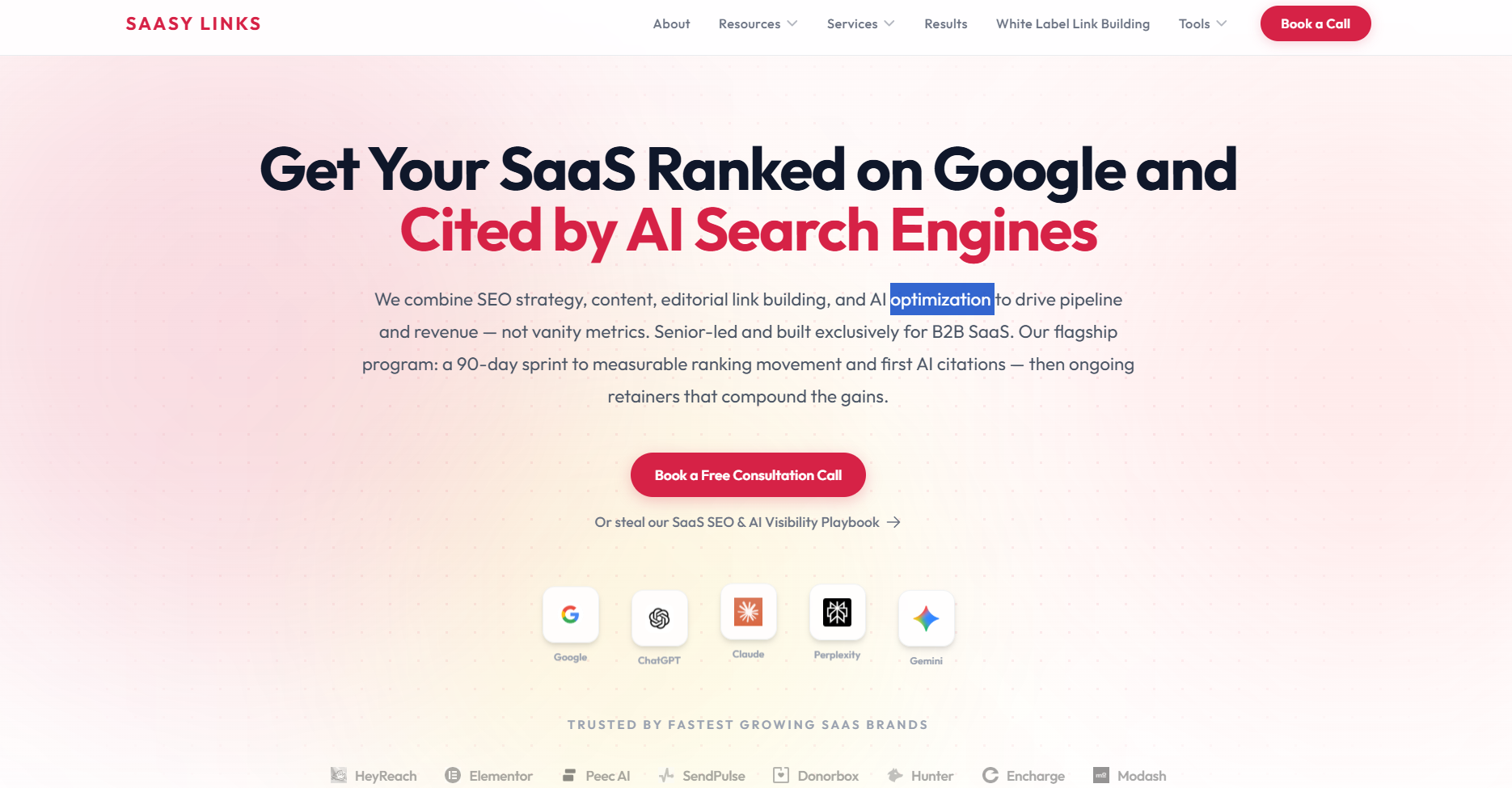 SAASY LINKS homepage screenshot