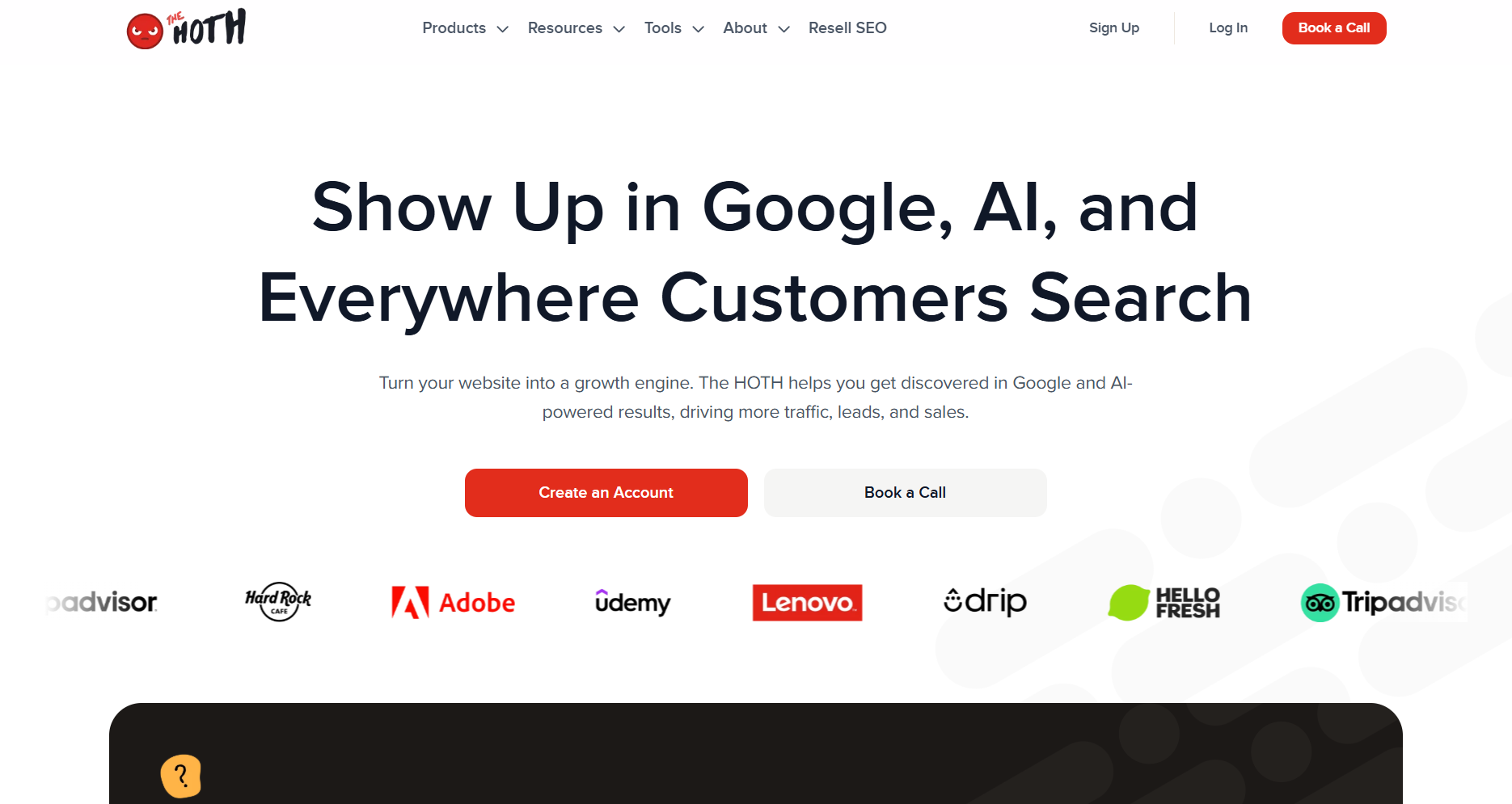 The Hoth homepage screenshot