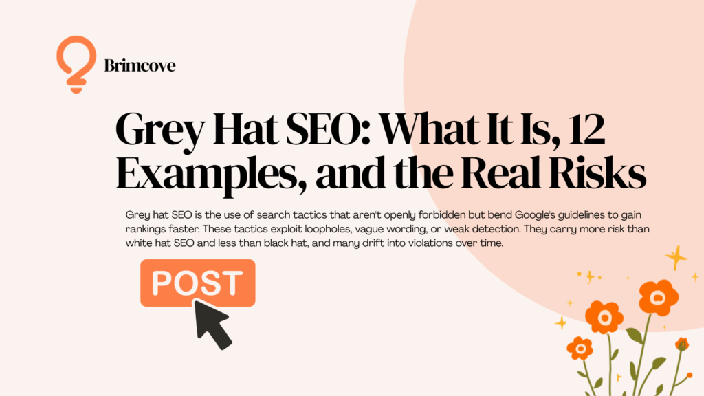 Grey hat SEO guide by Brimcove: what it is, 12 examples, and the real risks