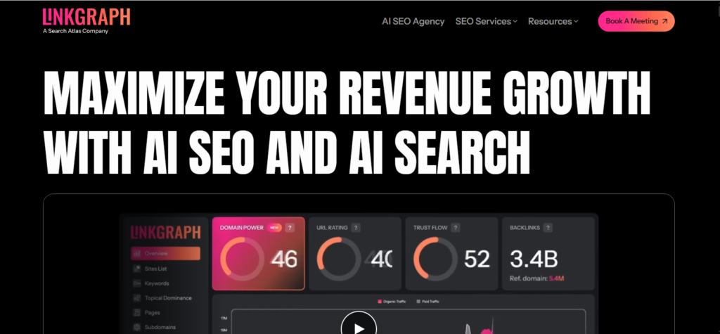 LinkGraph homepage, a Manhattan SEO agency offering fixed-price link building packages