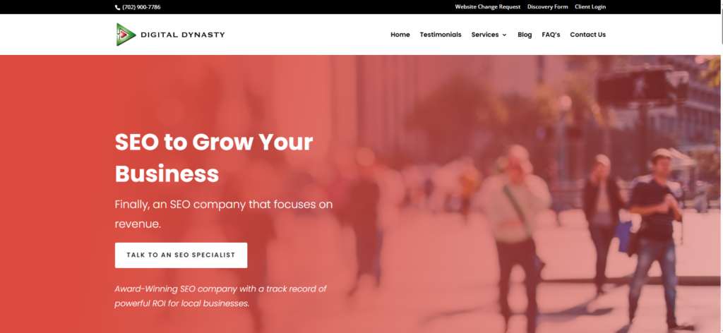 Digital Dynasty SEO agency in Las Vegas homepage