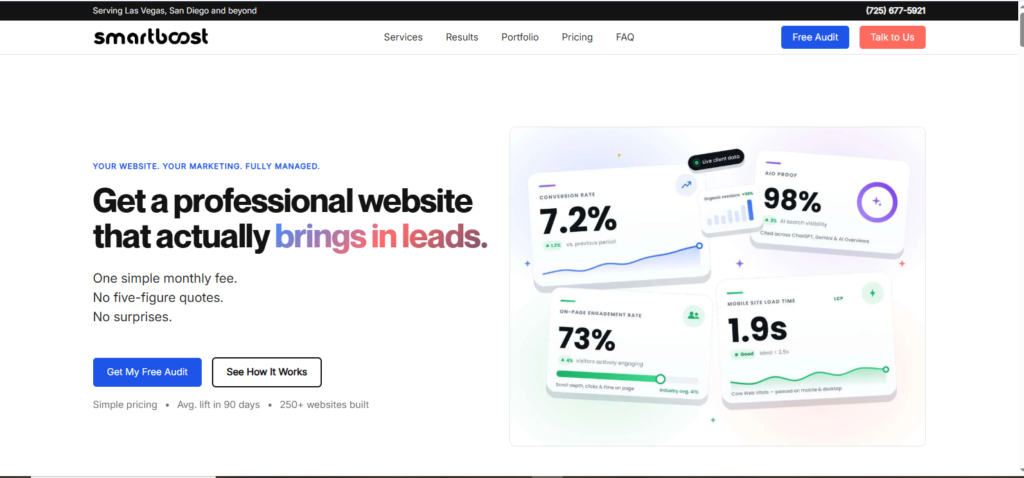 Smartboost Las Vegas SEO and web design agency homepage