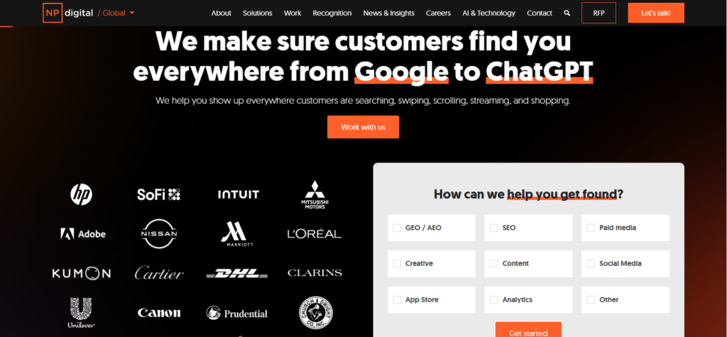 NP Digital enterprise SEO agency homepage