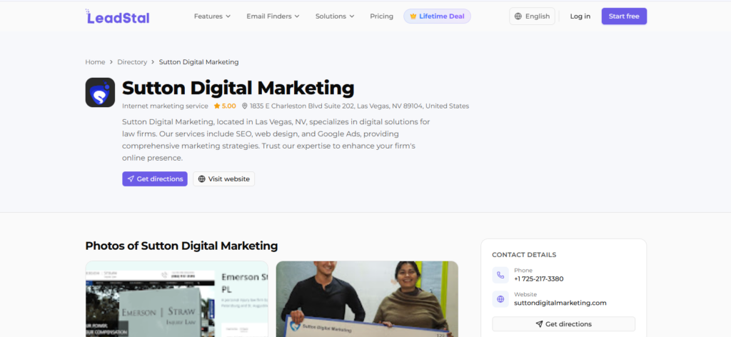 Sutton Digital Marketing law firm SEO agency Las Vegas homepage