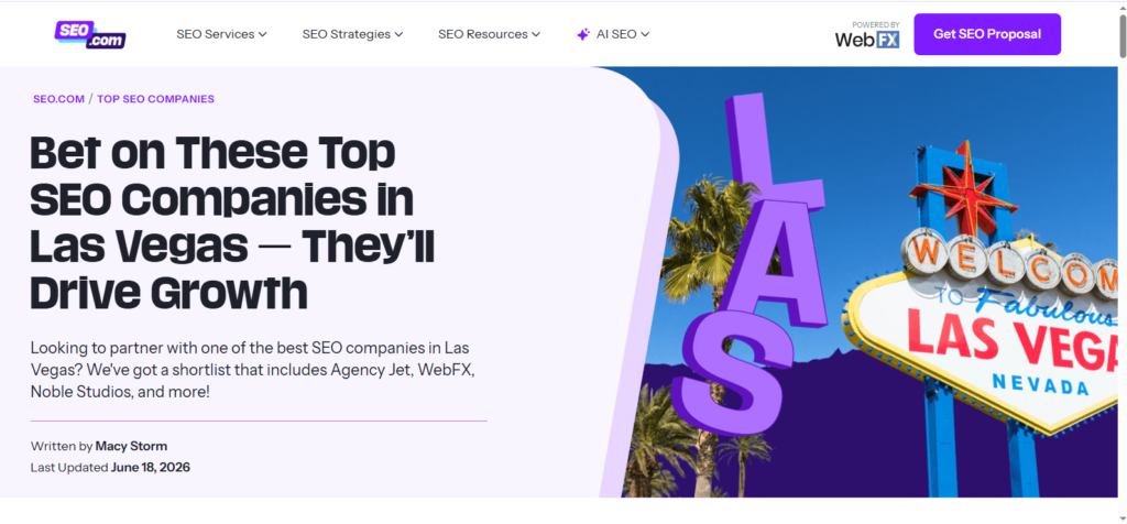 Search and SEO Las Vegas local SEO agency homepage