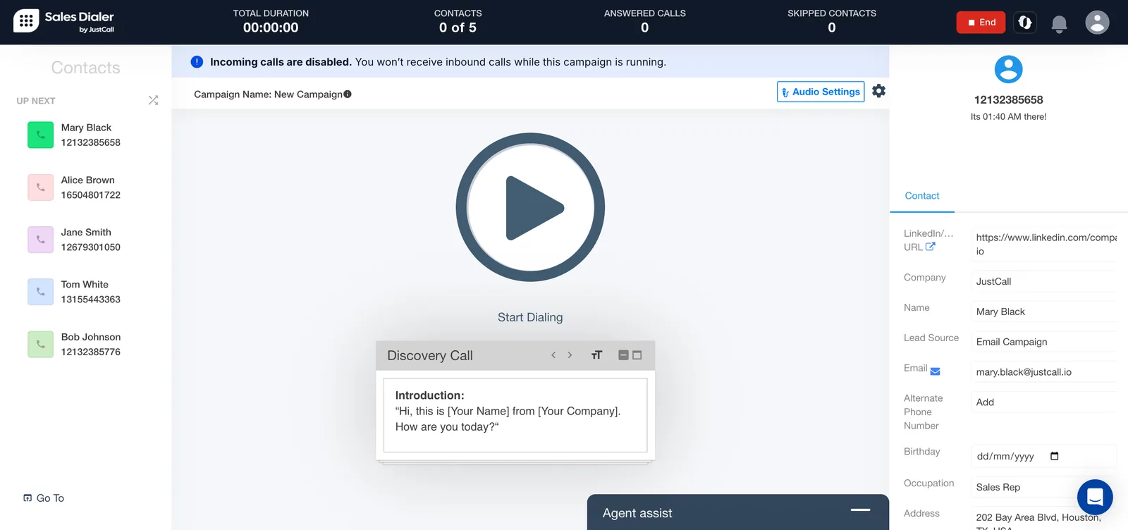 JustCall homepage screenshot